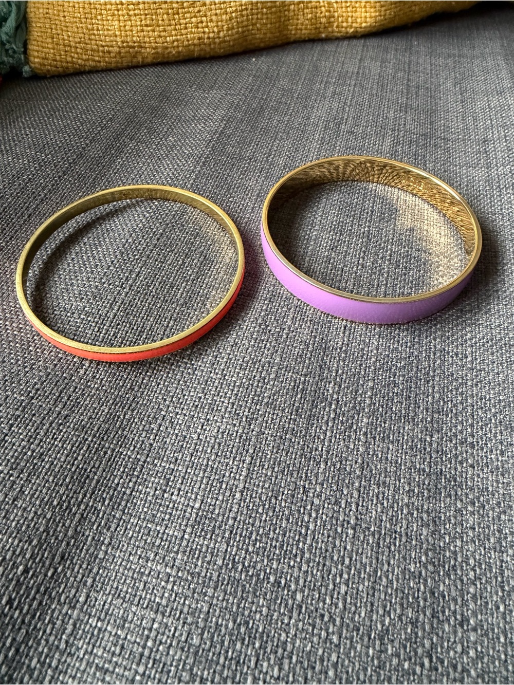 J. Crew Gold-Tone Bangles Coral Orange & Lavender Enamel vintage